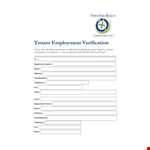 Tenant Employment Verification Form example document template