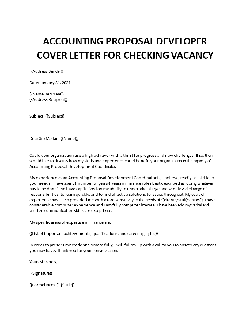 proposal developer cover letter Main Image proposal developer cover letter template