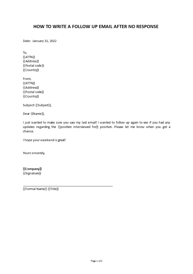 follow up email after no response interview Main Image follow up email after no response interview template