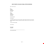 Follow Up Email After No Response Interview example document template