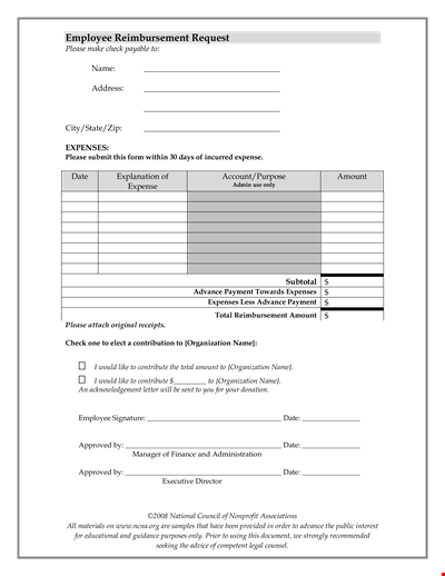 Employee Reimbursement Form Template