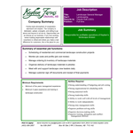 Landscaping General Manager Job Description example document template 