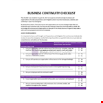 Business Continuity Checklist template example document template