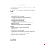Sales Representative Job Description  example document template