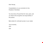 Congratulations George on Your Promotion - Customizable Letter Template example document template 