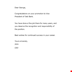 Congratulations George on Your Promotion - Customizable Letter Template example document template