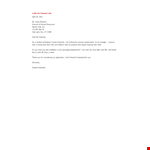 Summer Work Application Letter example document template