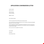 Sample for Application Confirmation Letter example document template 