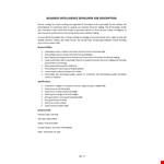 Business Intelligence Developer Job Description example document template