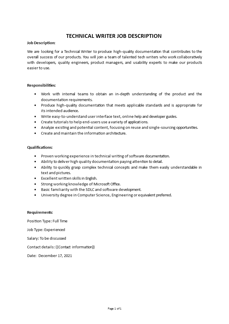 software technical writer job description Main Image software technical writer job description