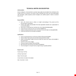 Software Technical Writer Job Description example document template