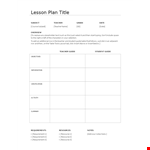 Teacher's Guide: Subject Unit Plan Template, Resources & Requirements example document template