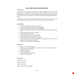 Real Estate Agent Job Description example document template
