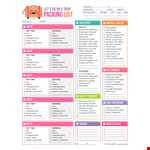 Packing List Template - Never Forget Shoes, Bottoms or Undergarments Again! example document template