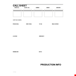 Movie Call Sheet Template example document template