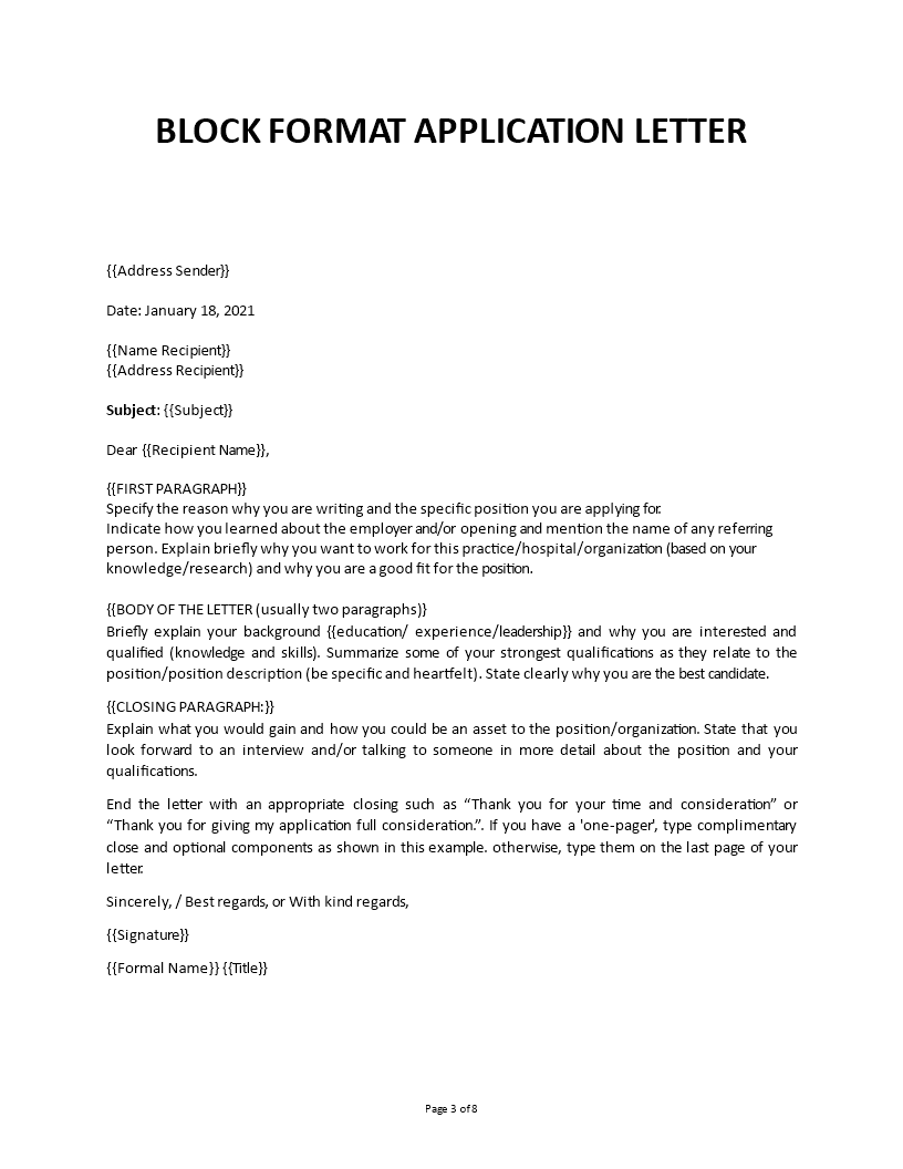 professional letter format sample