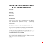 Project Engineer cover letter  example document template