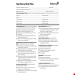 Mercy Birth Plan Template example document template