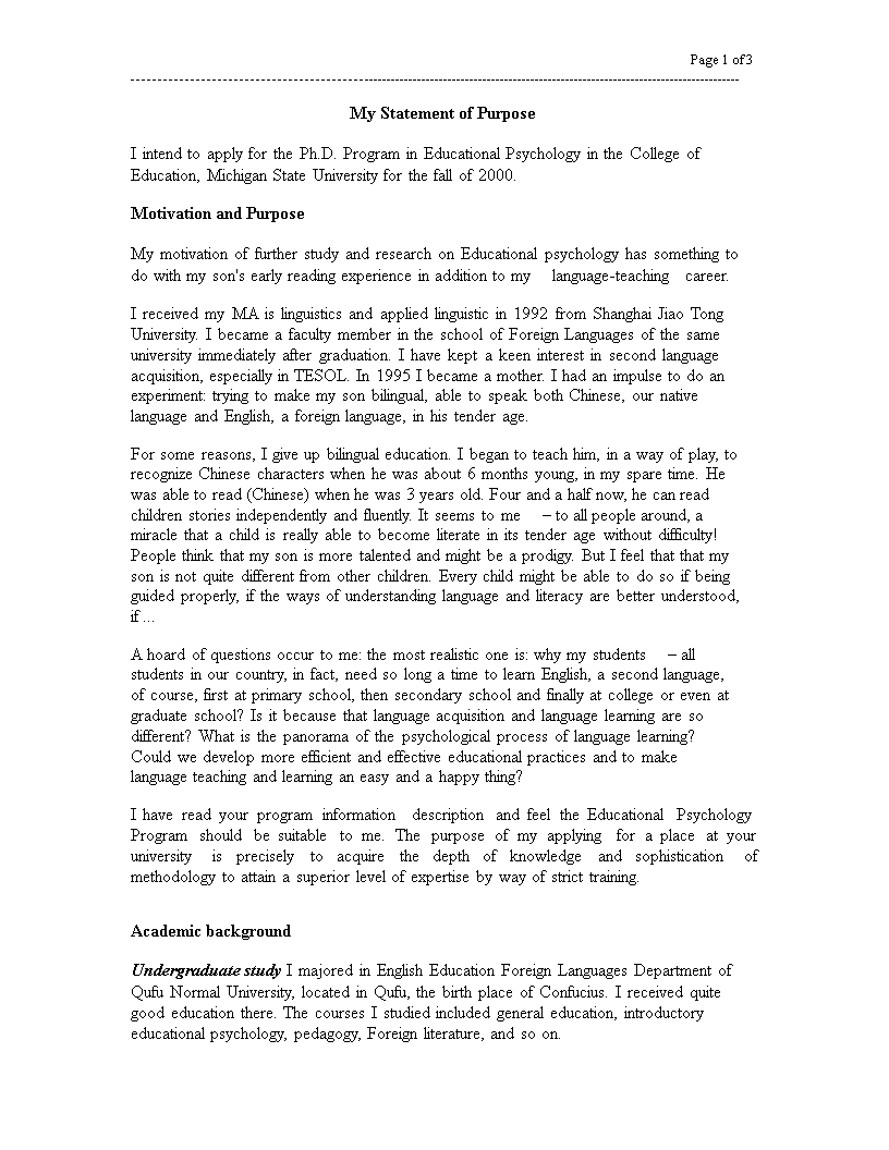 statement of purpose format Main Image statement of purpose format template