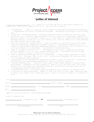Project and Services: Letter of Interest to Access and Understand