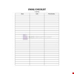 Email Checklist Template example document template