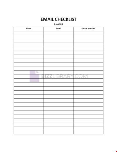 Email Checklist Template
