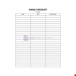 Email Checklist Template example document template 