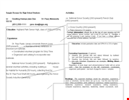 High School Education Resume Example Experience Skills Volunteer 