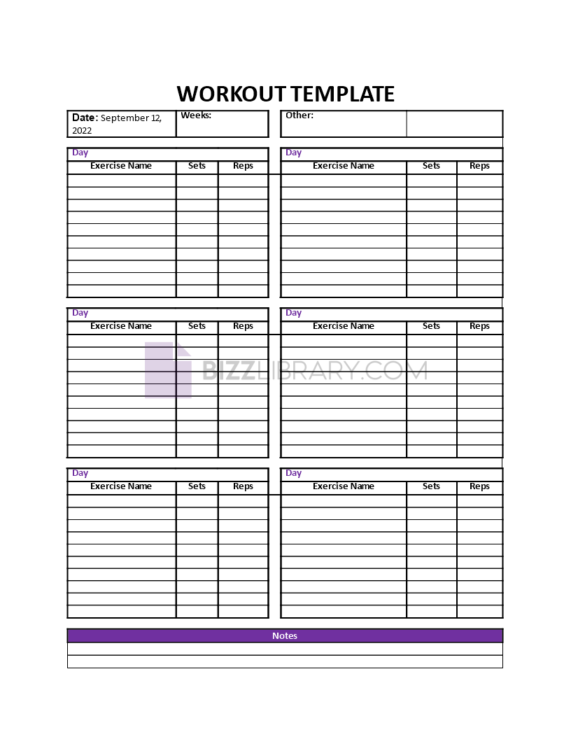workout template 