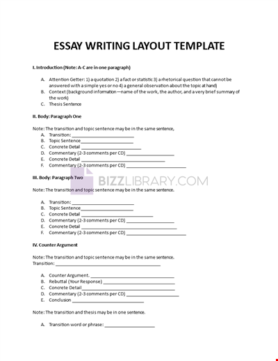 Essay Writing Layout Template