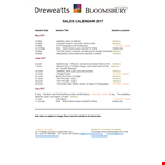 Sales Calendar example document template