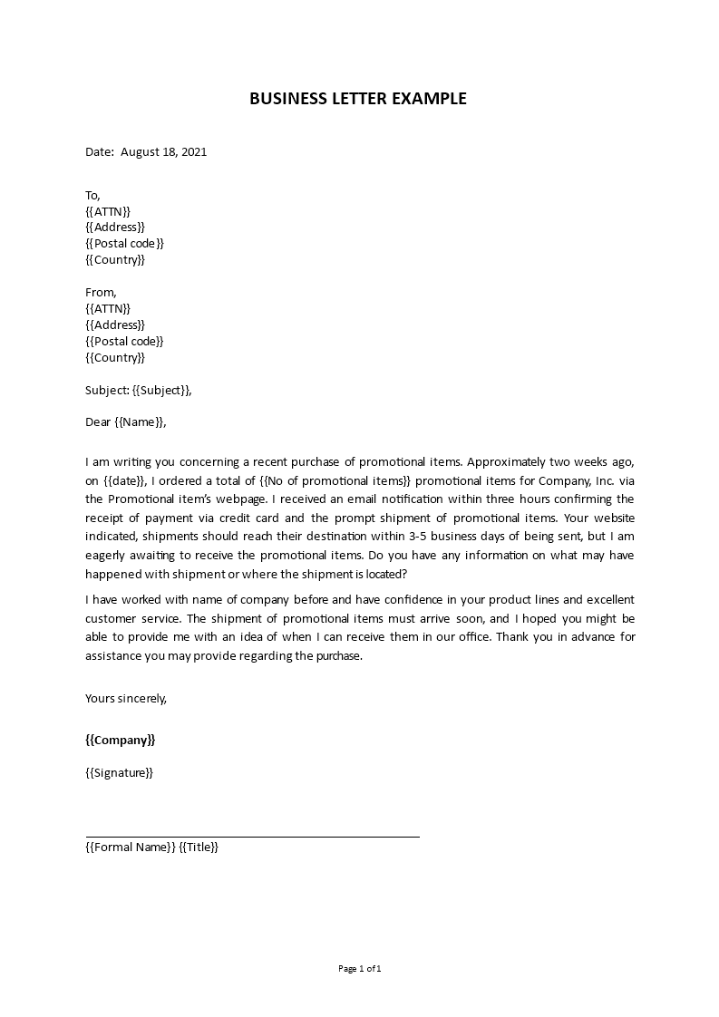 business letter example Main Image business letter example