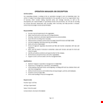 Operations Manager Job Description example document template