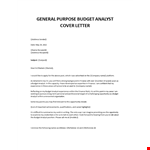 Cover letter sample for Budget Analyst example document template