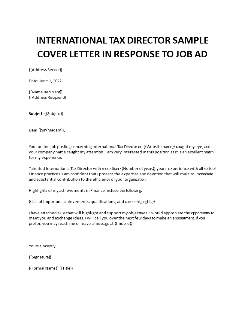 international tax cover letter