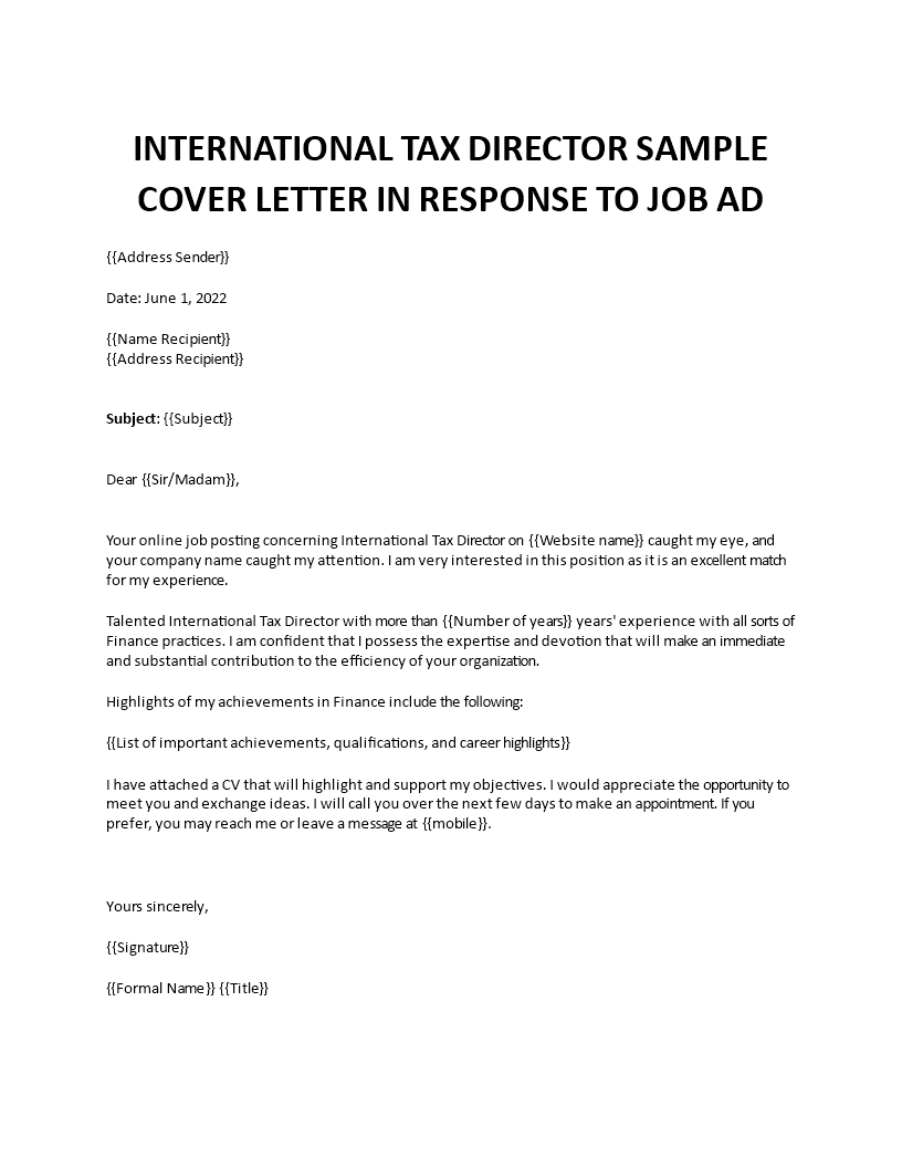 international tax cover letter Main Image international tax cover letter