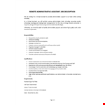 Remote Administrative Assistant Job Description example document template