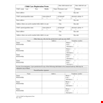 Printable Childcare Registration Form for Address and Child Information example document template