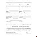 Patient Information Sheet Template | Insurance, Information & Physical Therapy example document template