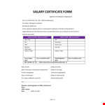 Salary Certificate example document template