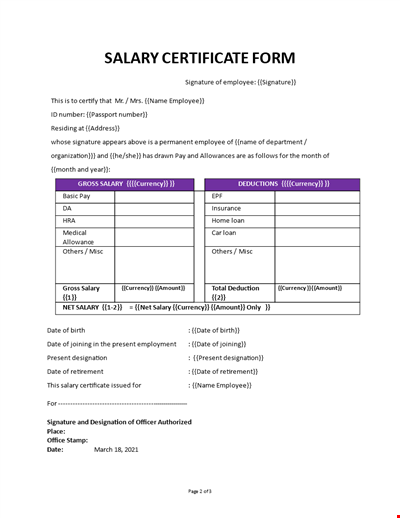 Salary Certificate