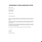 Restaurant complaint letter example document template