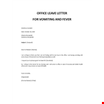 Leave for Vomiting and Fever from Office example document template