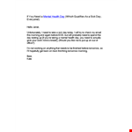Need to Take a Sick Leave? Use Our Professional Sick Leave Email Template example document template