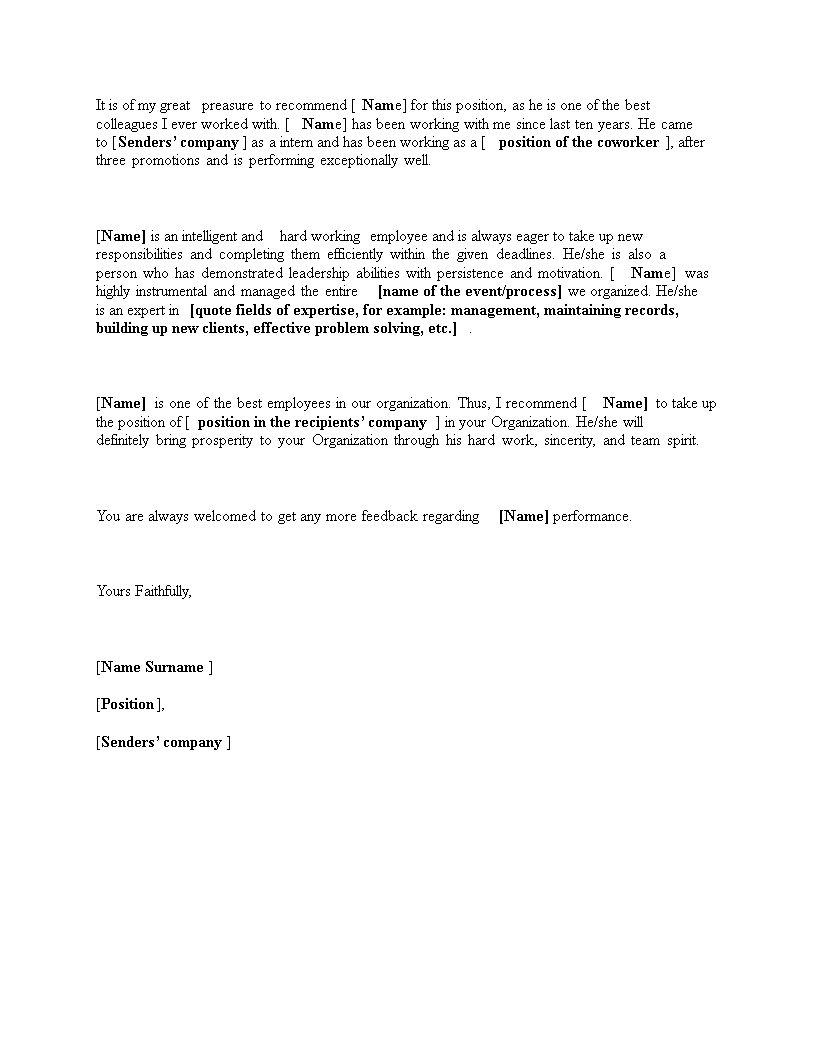 business recommendation letter template example