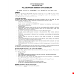 Free Download Police Warrant Officer Job Description Template | Court, Police Officer, Warrant example document template
