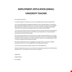 University Teacher Job application letter example document template