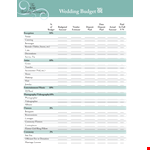 Free Downloadable Wedding Budget Planner: Easily Track Budget, Amounts, Deposits, and Gifts example document template 