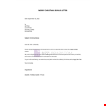 Merry Christmas Bonus Letter example document template