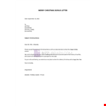 Merry Christmas Bonus Letter example document template 